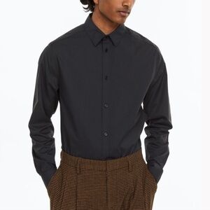 H&M Slim Fit Easy Iron Navy Casual Button Down Shirt